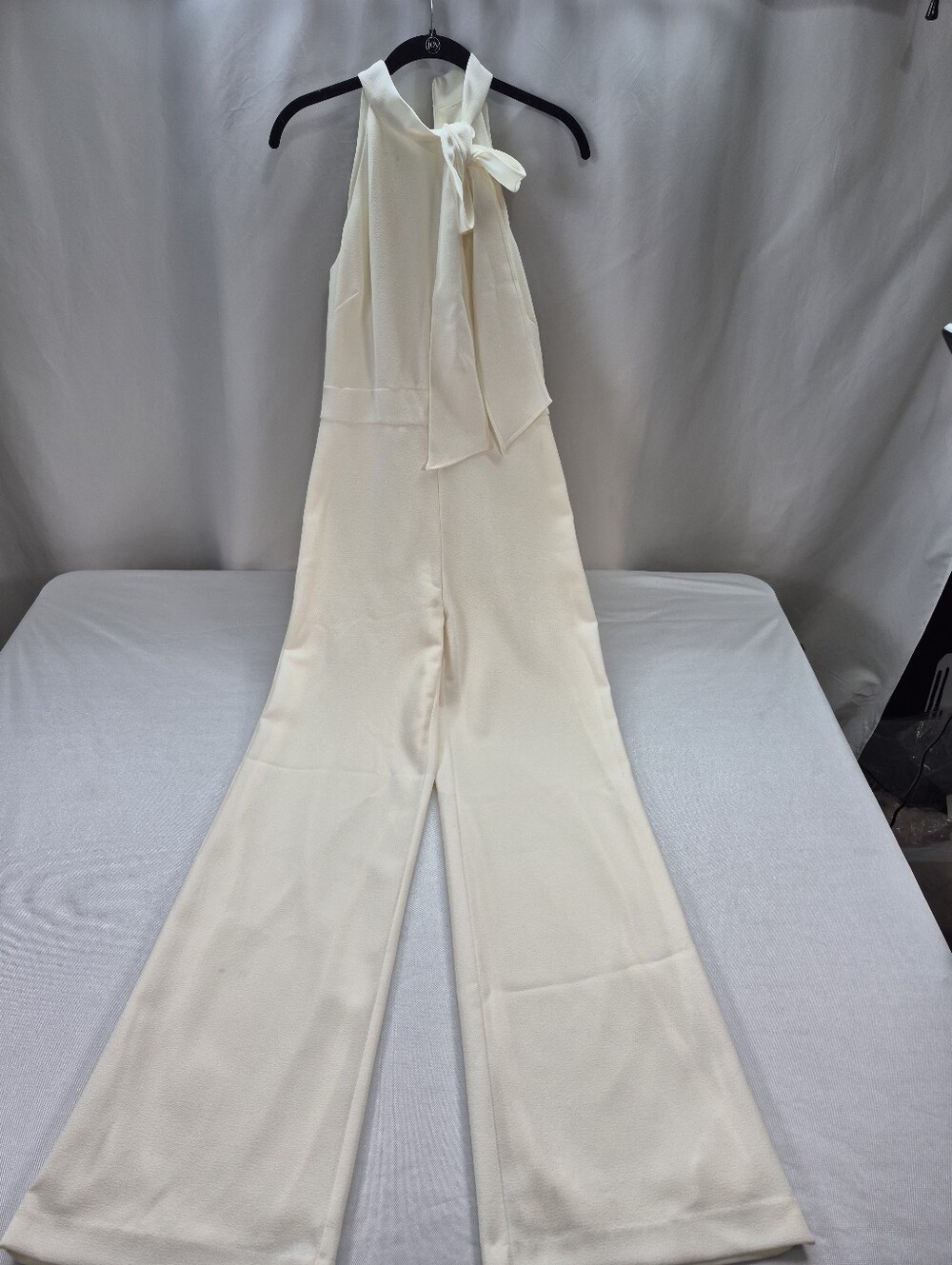 Vince Camuto Women's Size 2  Halter Tie Top Wide Leg Jumpsuit Ivory NWT $138 - Picture 2 of 16